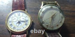 Vintage Elgin Shockmaster Self Wind & Movado Moonphase Watch Mens Part Or Repair