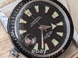 Vintage EverSwiss Aqua Sport Diver Watch withRonda 7115 Mvmt, Runs FOR PARTS/REPAIR