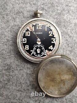 Vintage German military pocket watch huber helvetia 32 A. For parts only