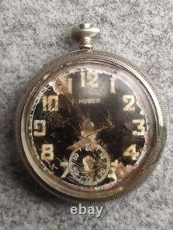 Vintage German military pocket watch huber helvetia 32 A. For parts only