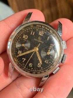 Vintage Helbros Chronograph Watch Swiss Estate Fresh Complete, Not Working! NR