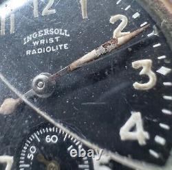 Vintage Ingersoll Wrist Radiolite Wristwatch Mens Watch Mechanism USA Parts