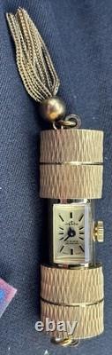 Vintage Itraco Pendant Watch Swiss Not Working Gold Tone Tassel