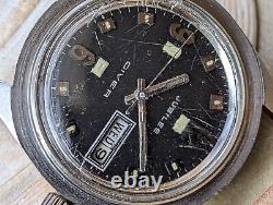 Vintage Jubilee Day-Date Diver Watch withMissing Bezel, RUNS SLOW FOR PARTS/REPAIR