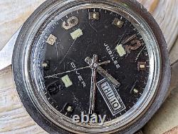 Vintage Jubilee Day-Date Diver Watch withMissing Bezel, RUNS SLOW FOR PARTS/REPAIR