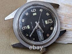 Vintage Jubilee Day-Date Diver Watch withMissing Bezel, RUNS SLOW FOR PARTS/REPAIR