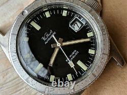 Vintage Kelbert Big Crown Diver Watch withBrevet All SS Case, Runs FOR PARTS/REPAIR