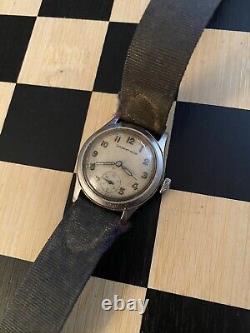 Vintage Lambert Bros 9J Mechanical Subseconds Military Watch for Parts/Repair