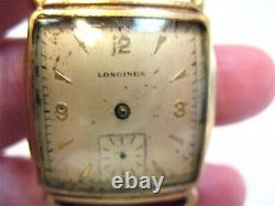 Vintage Longines Wristwatch For Parts Repair Gold Band