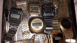 Vintage Lot Of 8 LCD Watches 4u2fix Or For Parts Seiko Sharp Bulova Longines