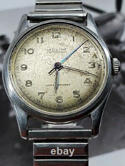 Vintage MOLINE Watch 17 Jewels Military Swiss Made Vintage 32mm for PARTS/REPAIR