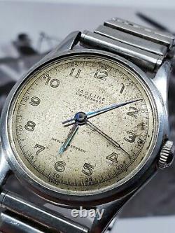 Vintage MOLINE Watch 17 Jewels Military Swiss Made Vintage 32mm for PARTS/REPAIR