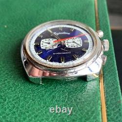 Vintage Majestime 2 Register Chronograph Swiss Gorgeous Blue Dial PARTS / REPAIR