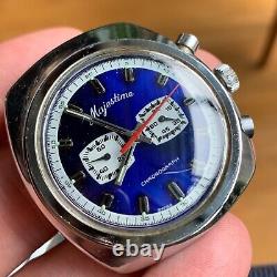 Vintage Majestime 2 Register Chronograph Swiss Gorgeous Blue Dial PARTS / REPAIR