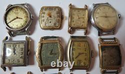 Vintage Men Lot 16 Manual Wind Watches & A Movement Most Gold-filled Bezel Parts