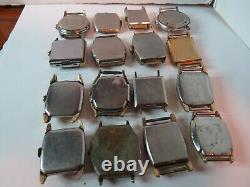 Vintage Men Lot 16 Manual Wind Watches & A Movement Most Gold-filled Bezel Parts