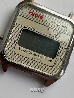 Vintage Men Wirst Watch For Parts Ruhla Chronograph Gdr Qwartz Rrr Light