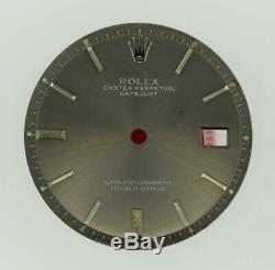 Vintage Men's Rolex 36mm Datejust NQ 1601 1603 Chalcoal Grey Stick Dial S/S #Y4