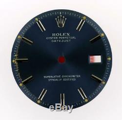 Vintage Men's Rolex 36mm Datejust NQ 1601 1603 Royal Blue Stick Dial S/S #Y2
