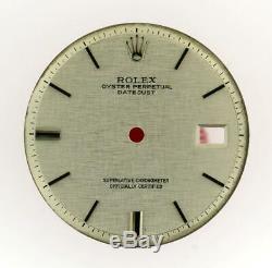 Vintage Men's Rolex 36mm Datejust NQ 1601 1603 Silver Linen Stick Dial S/S #Y1