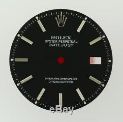 Vintage Men's Rolex Datejust NQ 1600 1601 1603 Flat Black Stick Dial 2/T #B1