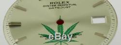 Vintage Men's Rolex Datejust NQ 1601 1603 Silver Stick Green Leaf Dial S/S #A32