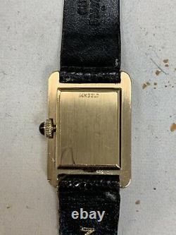 Vintage Movado 1970s Zenith 17J Swiss 14K Solid Gold TANK Watch NOT WORKING
