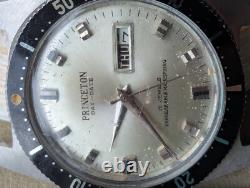 Vintage Princeton 20 ATM All SS Diver withDurowe 471-3 Mvmt, Runs FOR PARTS/REPAIR