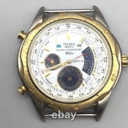 Vintage Pulsar Racing Chronograph Watch Men V681-9000 BROKEN PARTS OR REPAIR