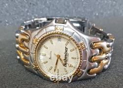 Vintage Rare Mens Budweiser Bulova Gold-Tone watch for parts & Repairs
