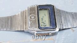 Vintage Rare Omega Memomaster LCD Quartz Mens Steel Watch For Parts