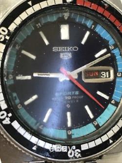 Vintage Rare Seiko 5 Sports Diver 21 Jewel Blue Face July 1969 6119/6050