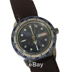 Vintage Remiz Electra Blue GMT 17 Jewels SWISS MADE Dive Watch FOR PARTS