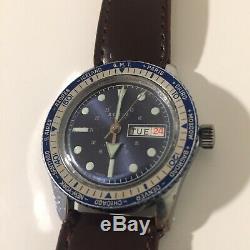 Vintage Remiz Electra Blue GMT 17 Jewels SWISS MADE Dive Watch FOR PARTS