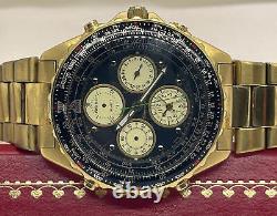 Vintage SEIKO Flightmaster 7T34-6A09 Quartz Chronograph Watch Gold Tone REPAIR