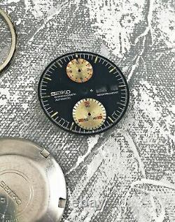 Vintage Seiko 6138 0011 Chronograph Men Watch Case Braceled and Dial Parts