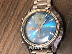 Vintage Seiko 6139-8050 Chronograph Automatic Men's Watch Blue NOT WORKING