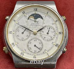 Vintage Seiko 7a48-7000 Chronograph Watch Repair Moonphase Rare Moon 1980s