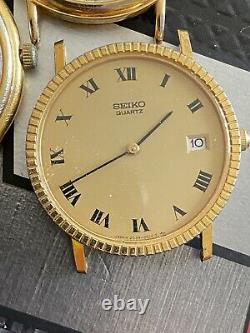 Vintage Seiko Battery Men Watches Lot Of 3 Parts Repair Not Working As Is Nice