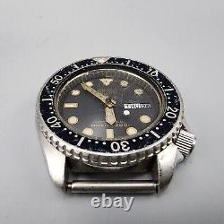 Vintage Seiko Diver Professional Watch Men Silver Tone Black Dial 7C43-600A PART