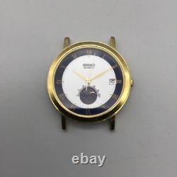 Vintage Seiko Moonphase Watch Mens 34mm 6F22-6029 BROKEN FOR PARTS OR REPAIR