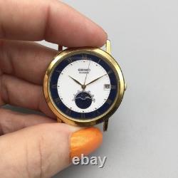 Vintage Seiko Moonphase Watch Mens 34mm 6F22-6029 BROKEN FOR PARTS OR REPAIR