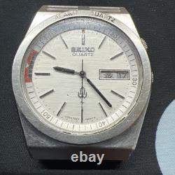 Vintage Seiko Quartz Alarm Watch 7223-6000 36mm Steel Working New Battery Nice