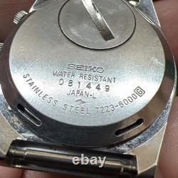 Vintage Seiko Quartz Alarm Watch 7223-6000 36mm Steel Working New Battery Nice