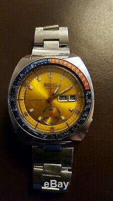 Vintage Seiko chronograph automatic 6139 6002 watch not working/ project