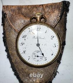Vintage South Bend Pocket Watch For Parts Not Working With Leather Case