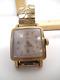 Vintage Square Face Saga 10K Gold Watch Made U. S. A. For Repair/Parts