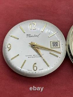 Vintage Swiss Montreal Men's Date Dress Shock Wrist Watch Parts Repair Project