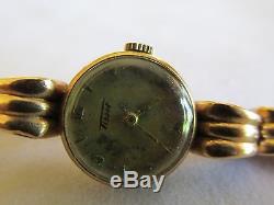 Vintage Tissot 9ct gold Ladies watch and band Deco not working fabulous band