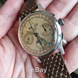 Vintage Triple Calender Chronograph Moonphase Valjoux 88 Watch for repair